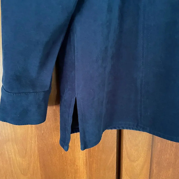 Talbots Shirt Jacket Button Up Microfiber Navy Blue Size P (XS Petite) - Picture 4 of 9